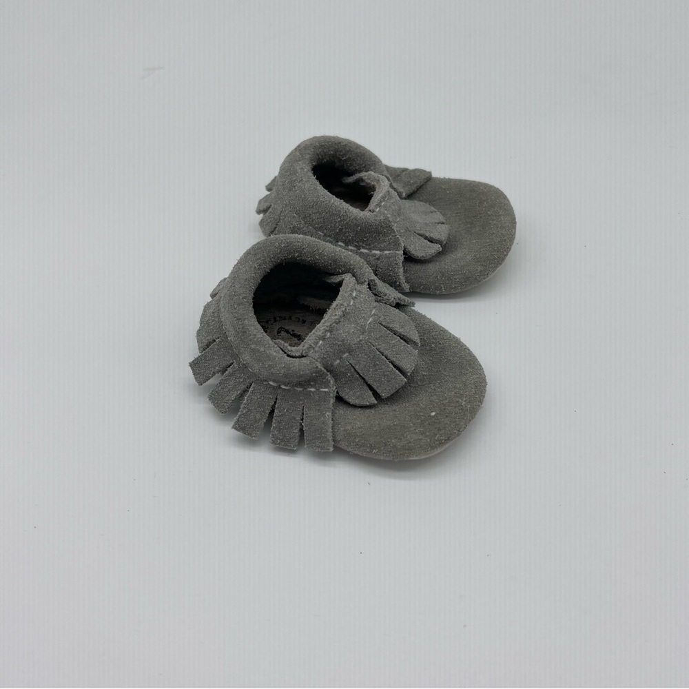 MiniMoc Grey Suede Baby Slippers Shoes